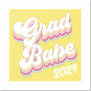 Grad Babe Class of 2024 Retro Vibes Graduation Posters and Art